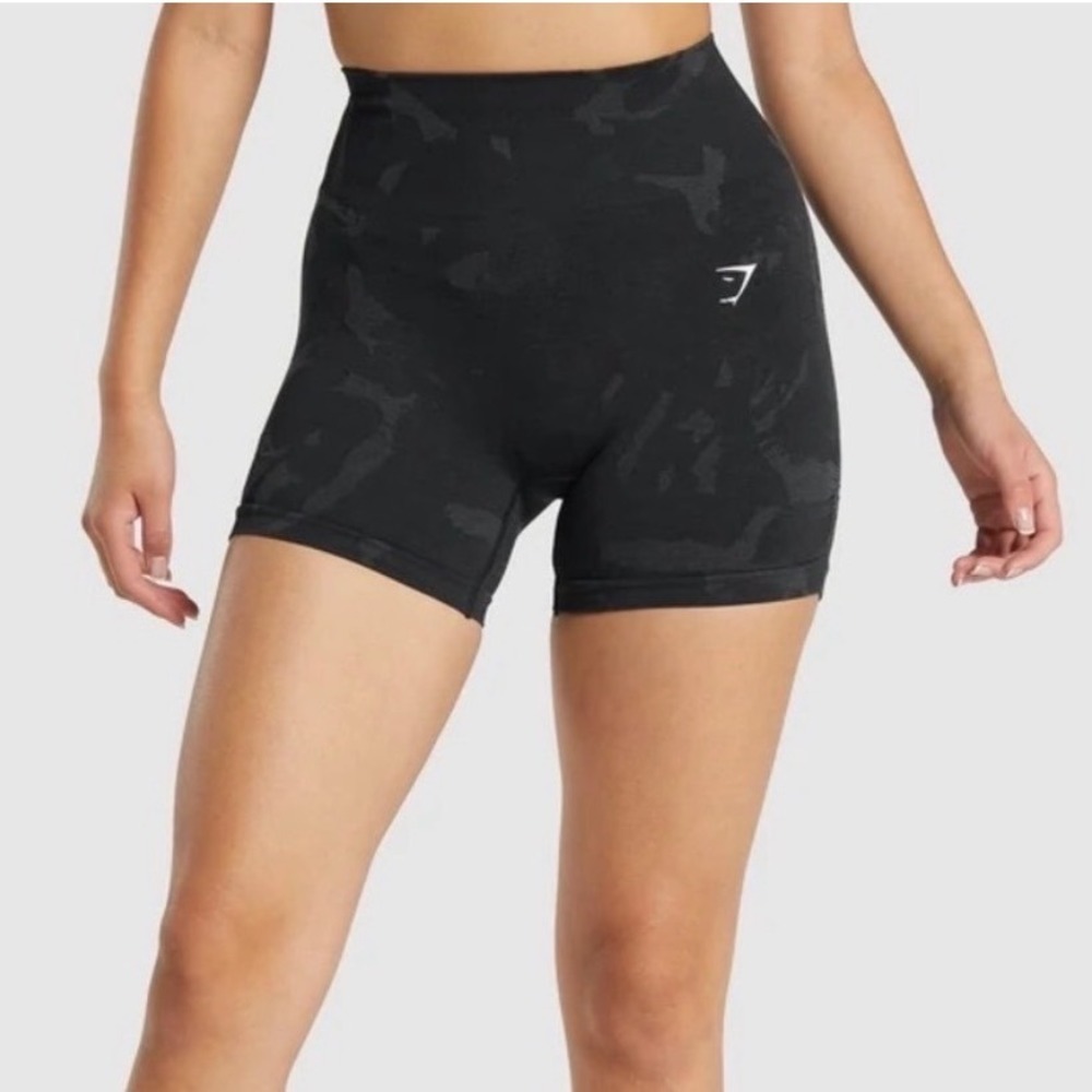 Gymshark Adapt‎ Camo Seamless Shorts Women's XS Black Grey High Rise Athleisure